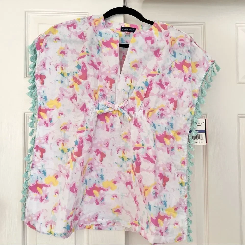 Andy & Evan Girls Cotton Multicolor Cover-Up with Tassels Size 7Y NEW MSRP $48
